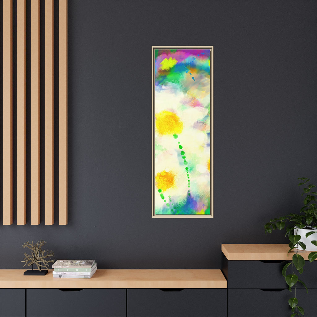 Framed Matte Canvas - Watercolor Yellow Floral Abstract Wall Art