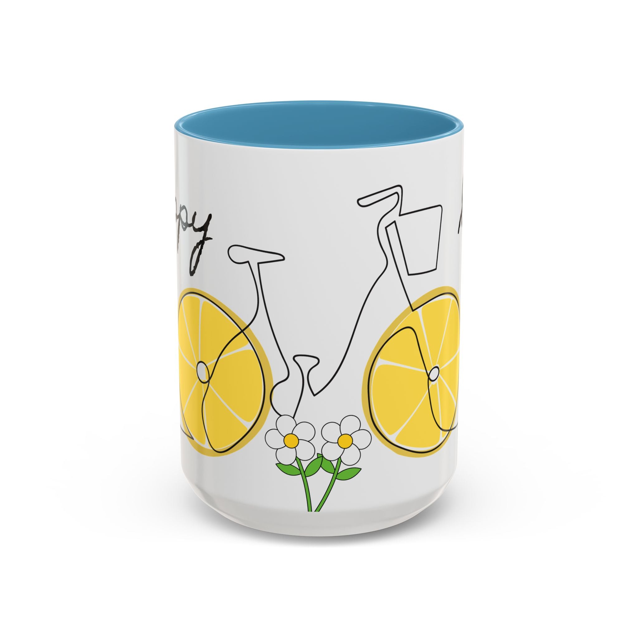 Lemon Bike Coffee Mug — 'Happy Day' Accent Ceramic Mug (11/15oz)