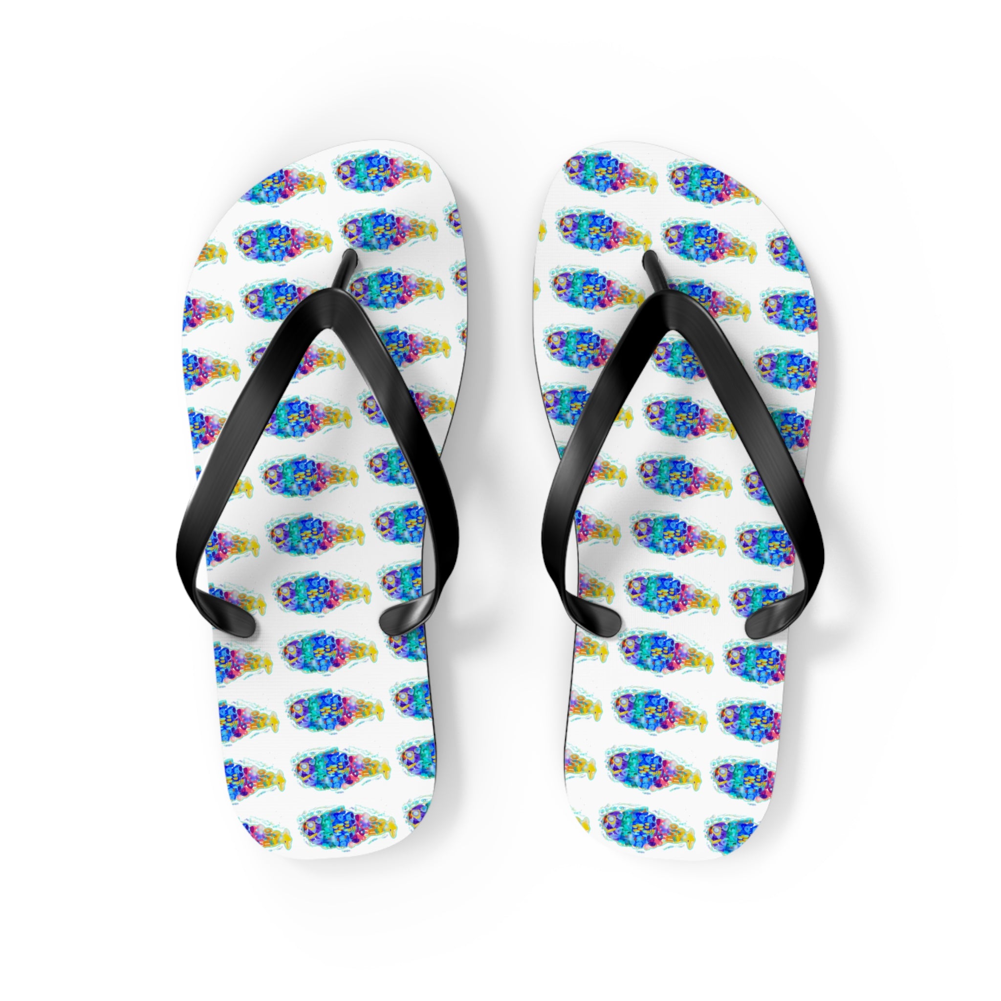 Colorful Tie-Dye Fish Flip Flops — Summer Beach Sandals