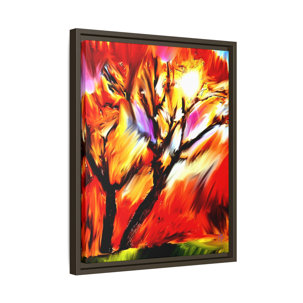 Framed Matte Canvas Print — Vibrant Tree Landscape