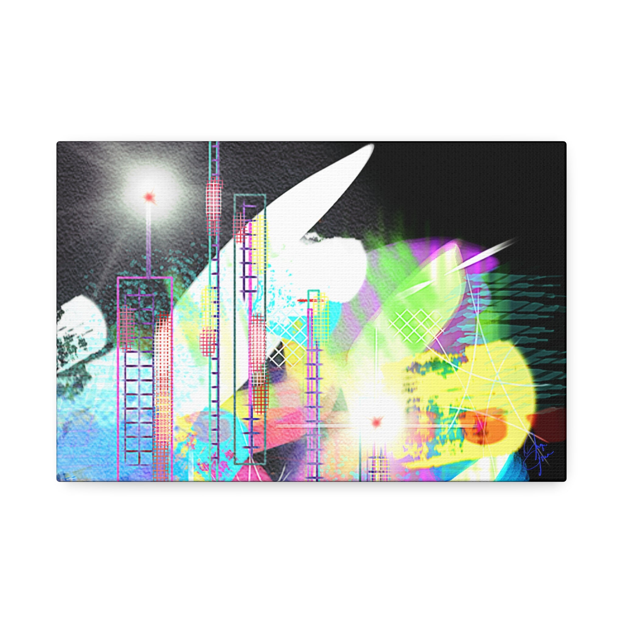 Abstract Neon Cityscape Canvas Print — Stretched 1.5"