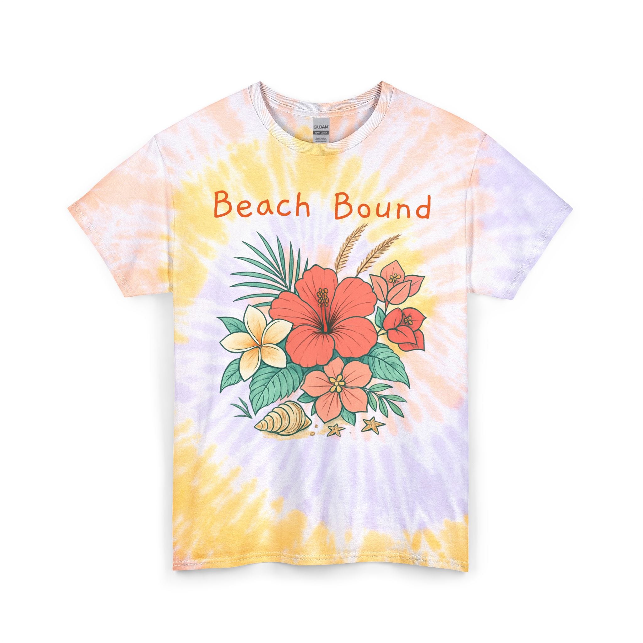 Beach Bound Tie-Dye Tee — Floral Hawaiian Graphic Cotton T-Shirt