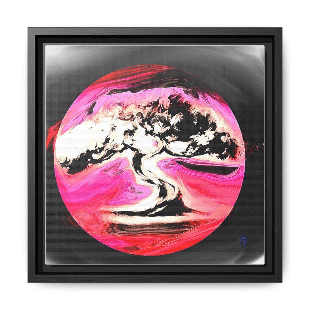 Framed Matte Canvas Art — Pink Marble Bonsai Tree