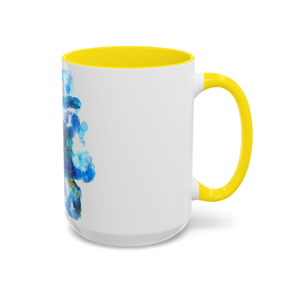 Blue Sea Turtle Accent Coffee Mug — Watercolor Ocean Turtle 11/15oz