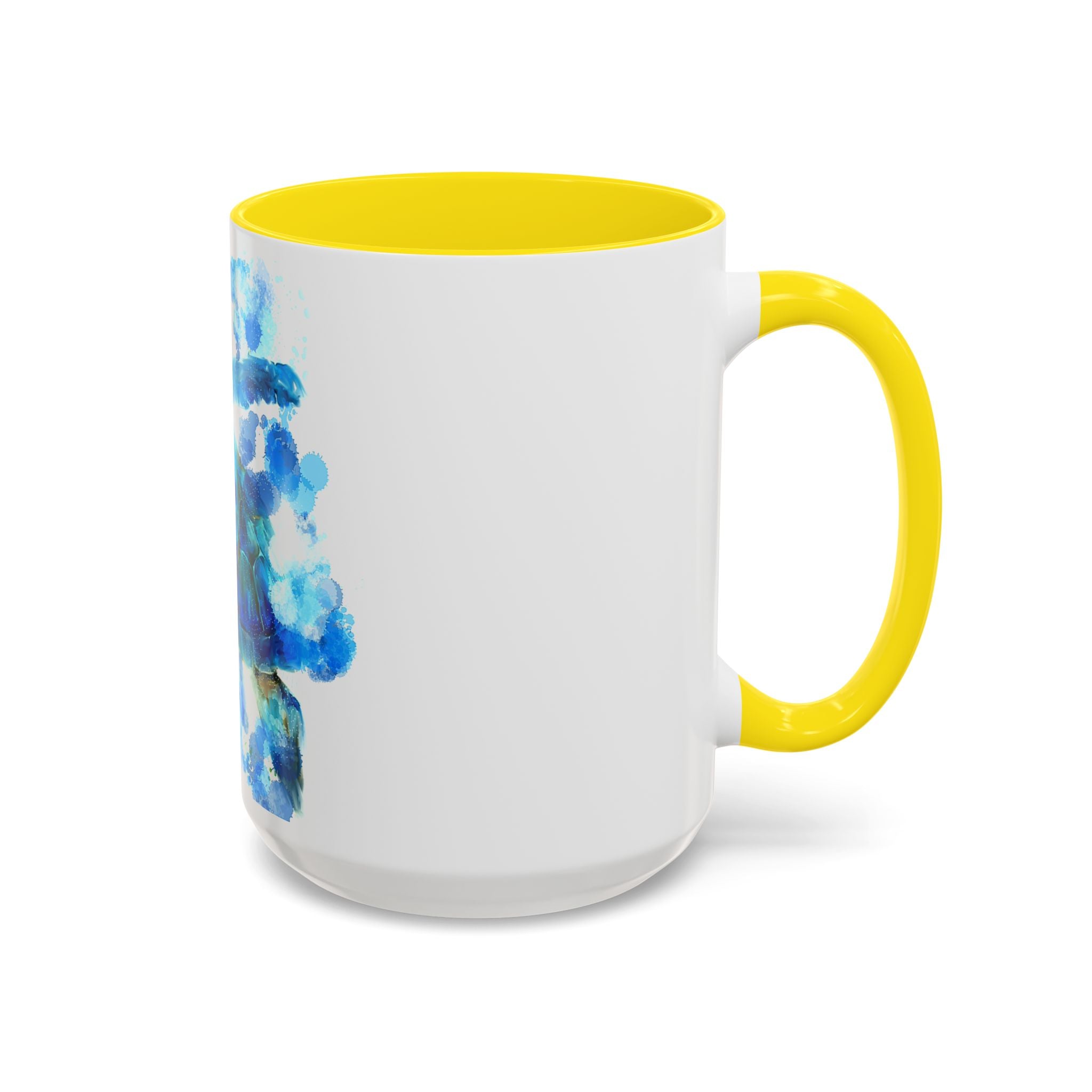 Blue Sea Turtle Accent Coffee Mug — Watercolor Ocean Turtle 11/15oz