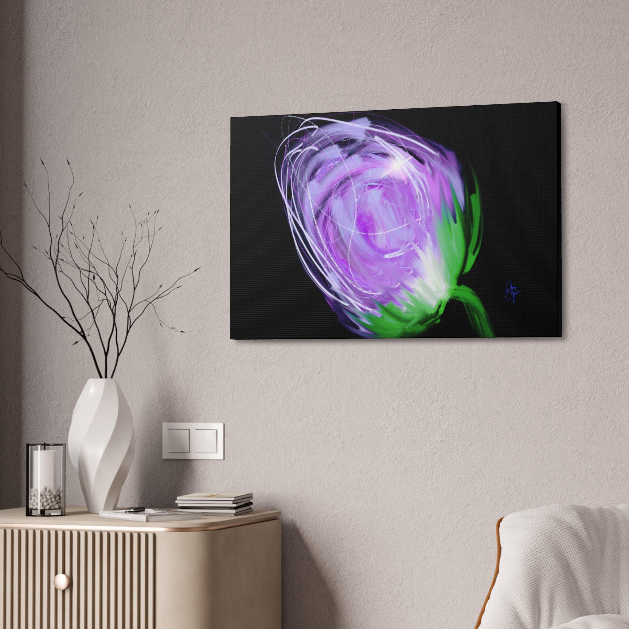 Abstract Purple Bloom Canvas Print — Stretched 1.5" Wall Art