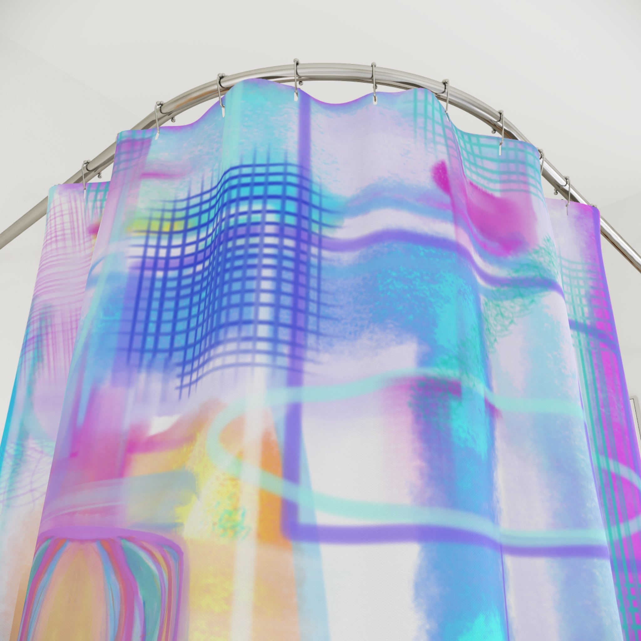 Abstract Pastel Hot Air Balloon Shower Curtain — Dreamy Watercolor Bathroom Decor