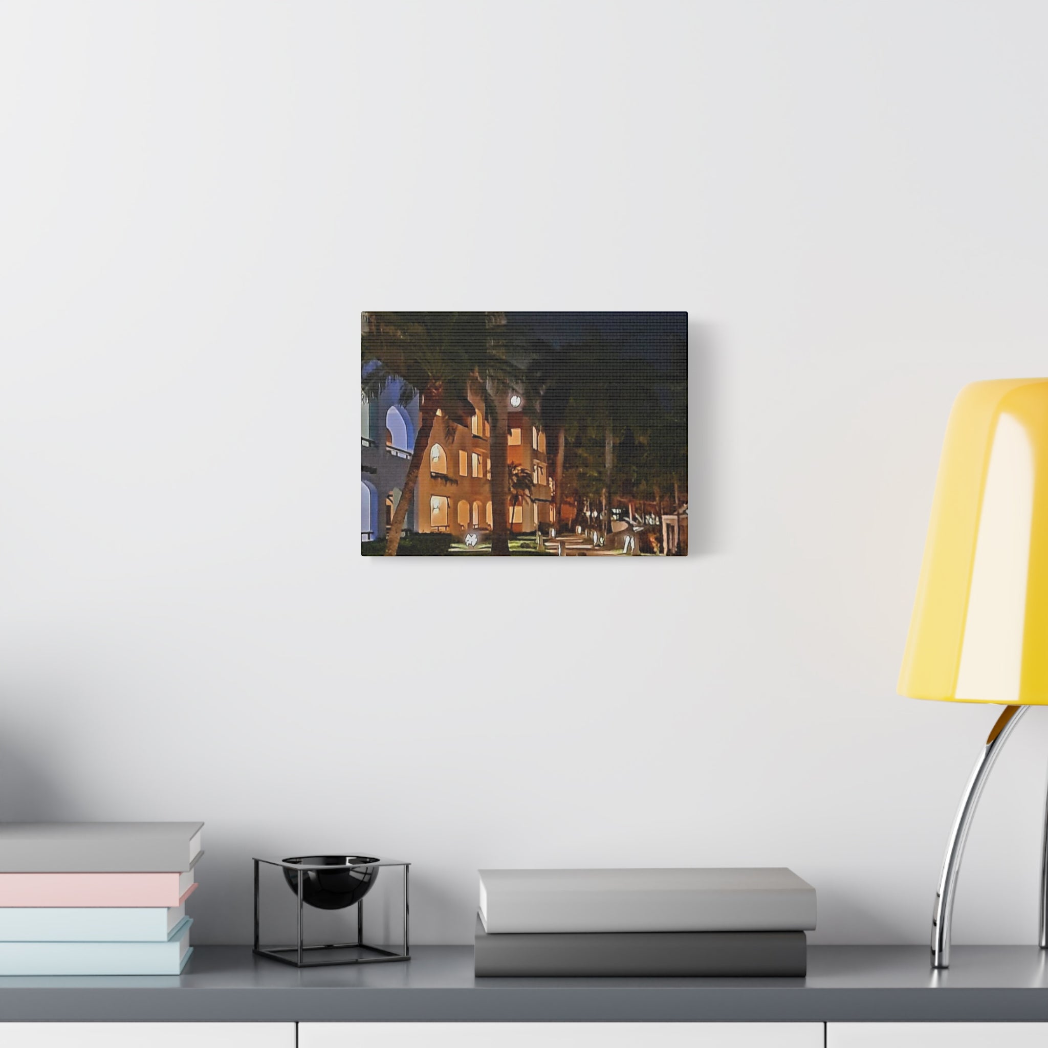 Tropical Night Hotel Matte Canvas Wall Art