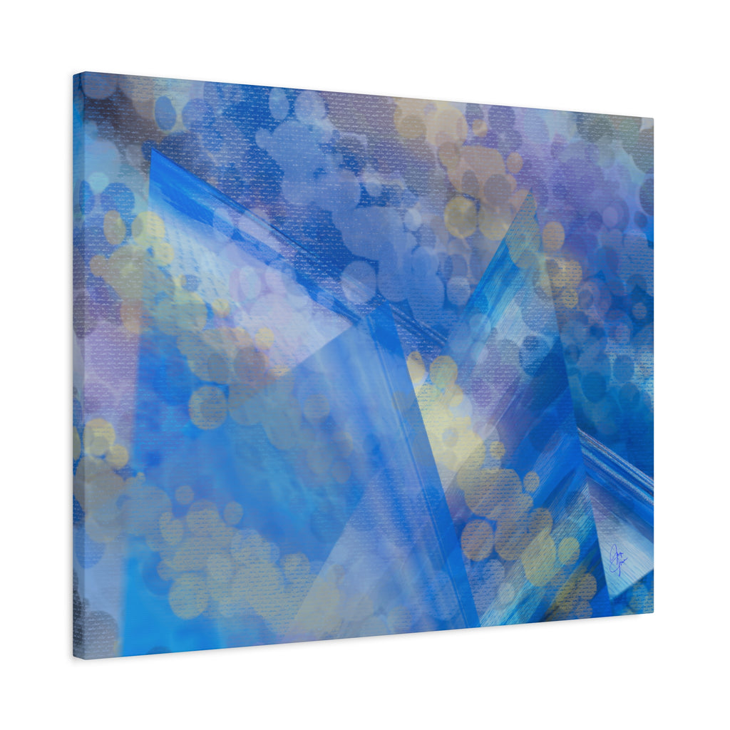 Abstract Blue Bokeh Matte Canvas Wall Art