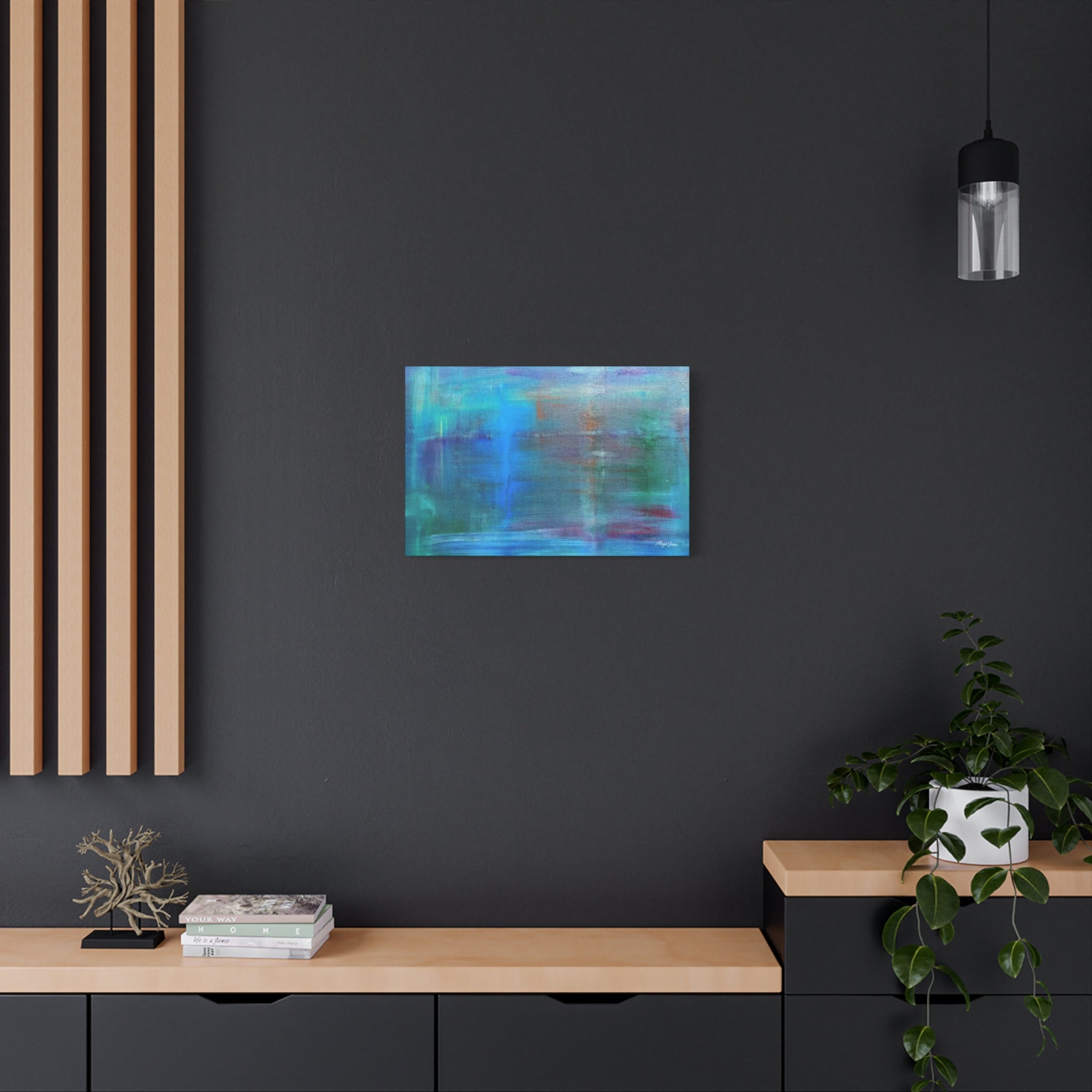 Abstract Blue-Green Matte Canvas Print – Stretched 1.25" Wall Art