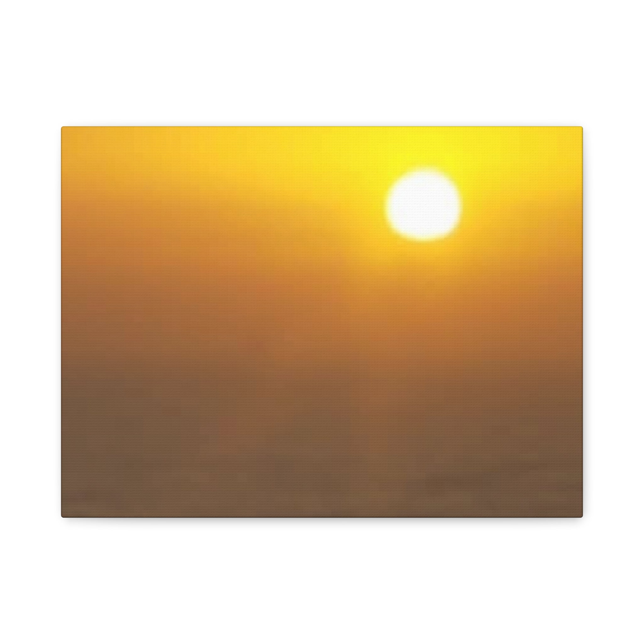Sunset Over Ocean Matte Canvas Wall Art — Warm Yellow Sunrise Sea Photo