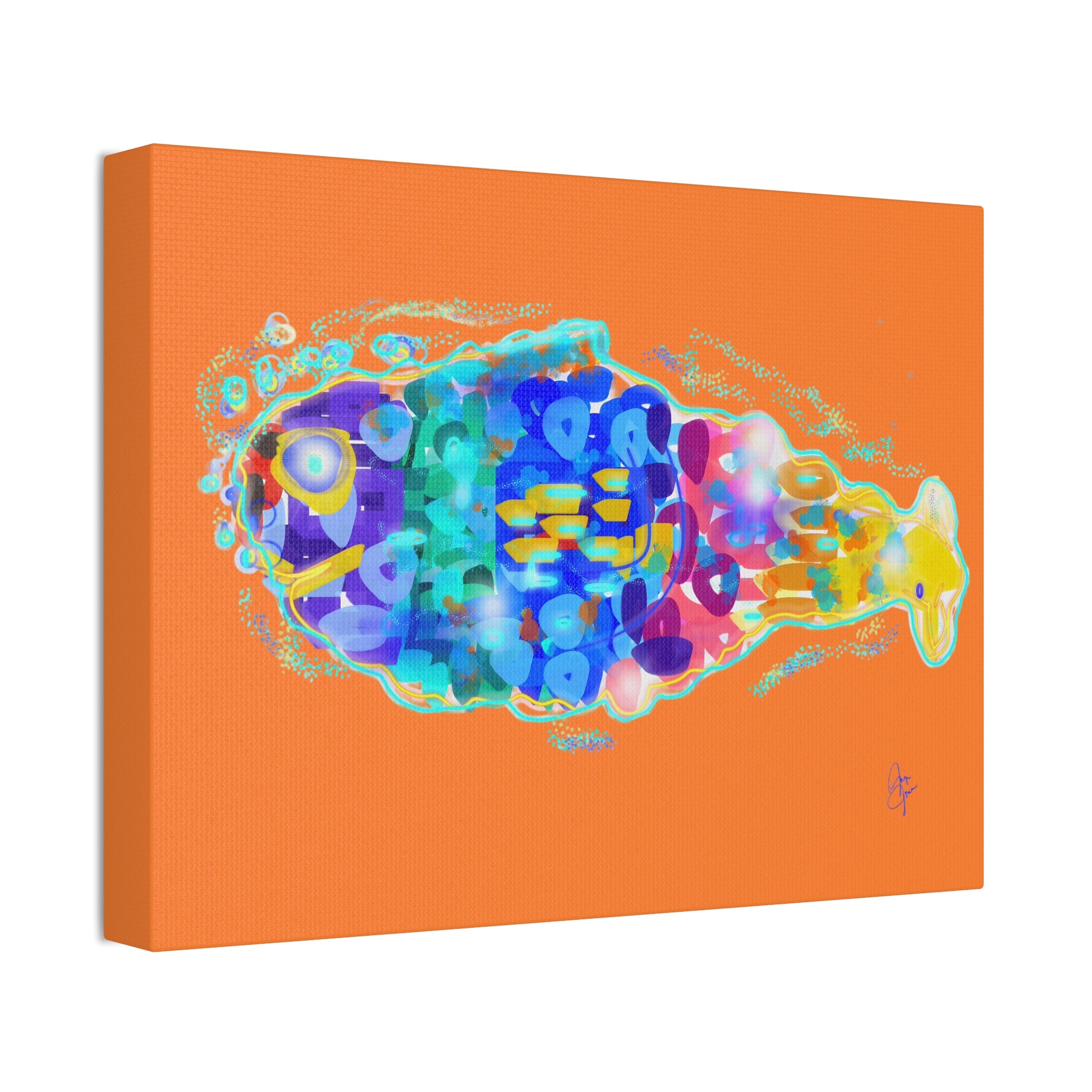 Colorful Abstract Fish Canvas Print — Vibrant Ocean Wall Art