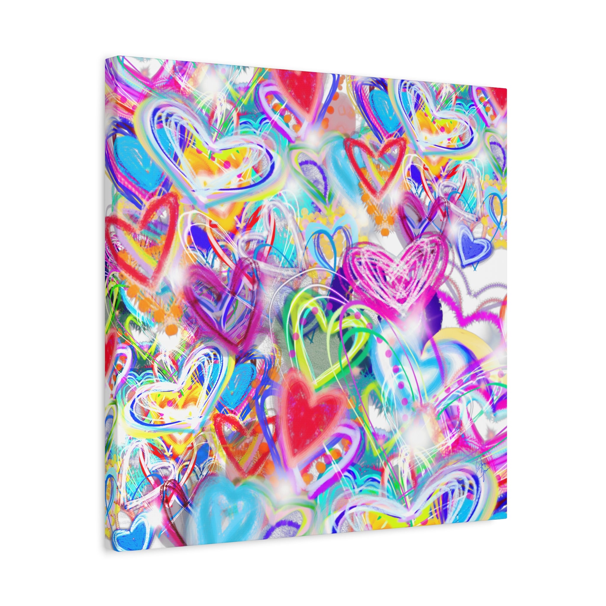 Colorful Heart Graffiti Matte Canvas