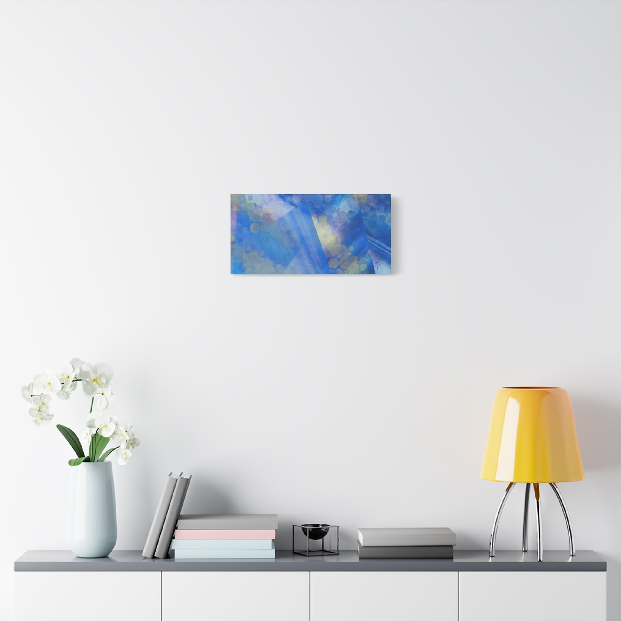 Abstract Blue Bokeh Matte Canvas Wall Art