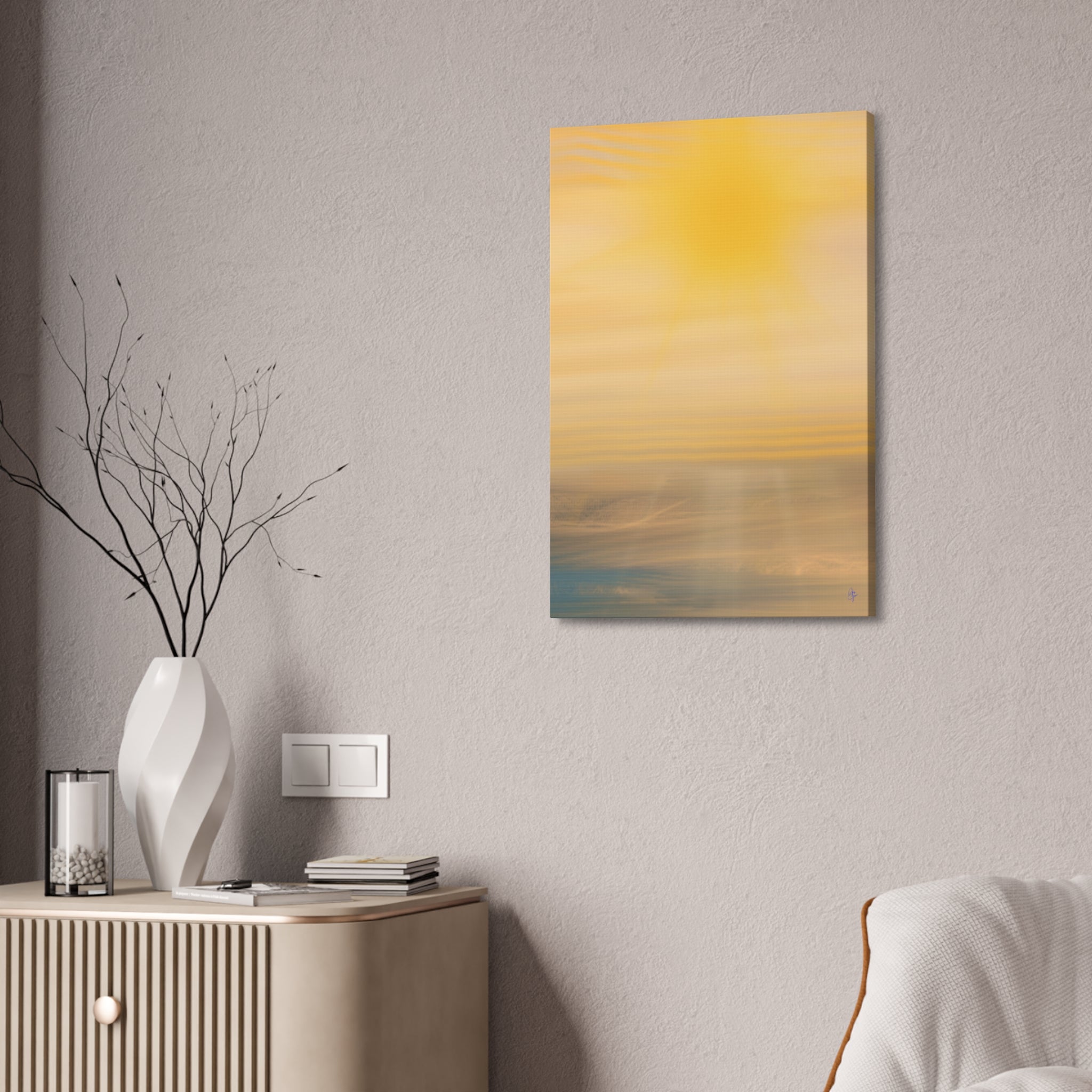 Sunset Blur Abstract Canvas Print – Warm Coastal Wall Art