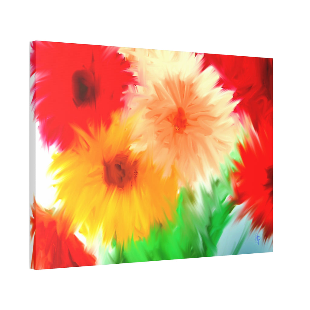 Bright Floral Abstract Canvas Wall Art — Stretched 1.5"