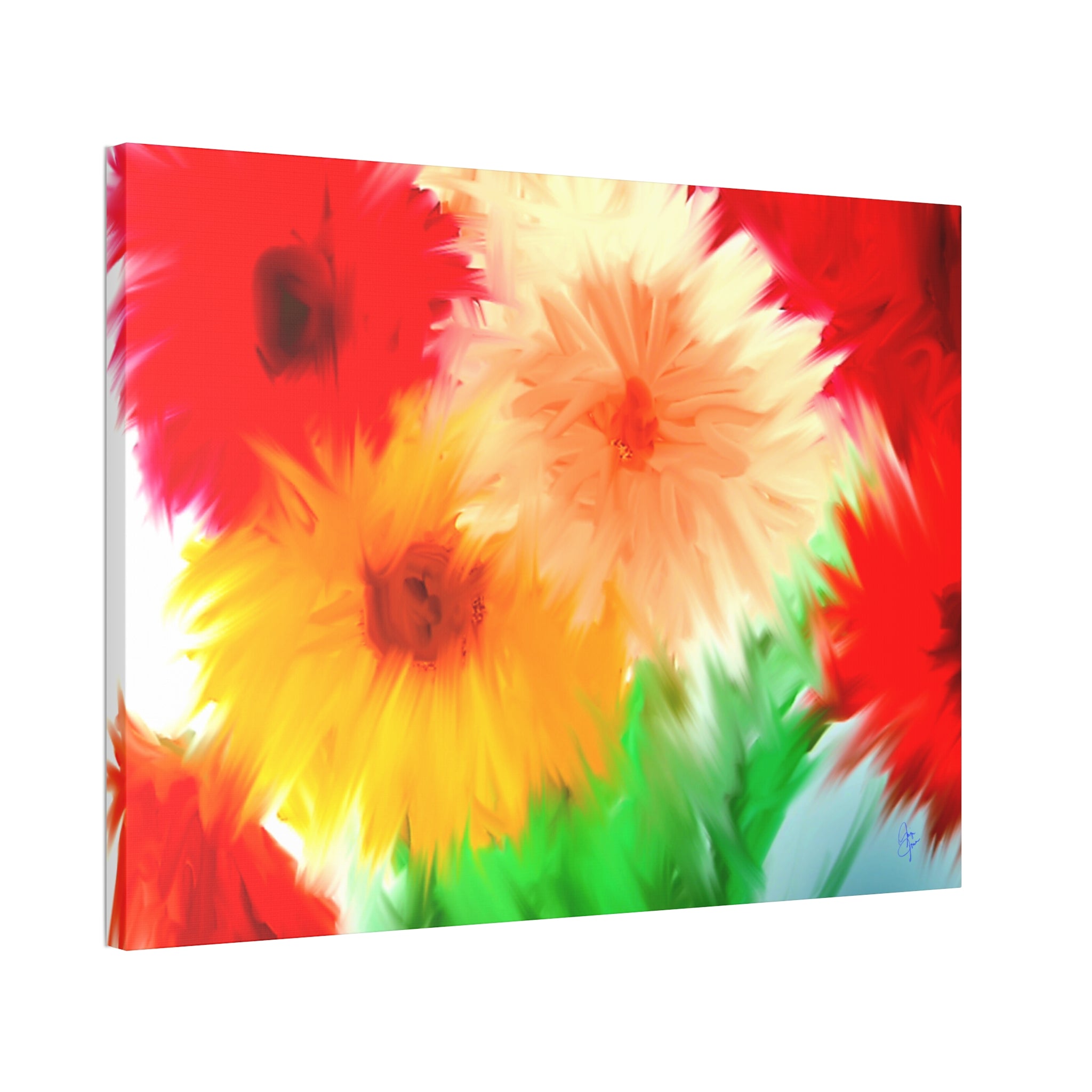 Bright Floral Abstract Canvas Wall Art — Stretched 1.5"
