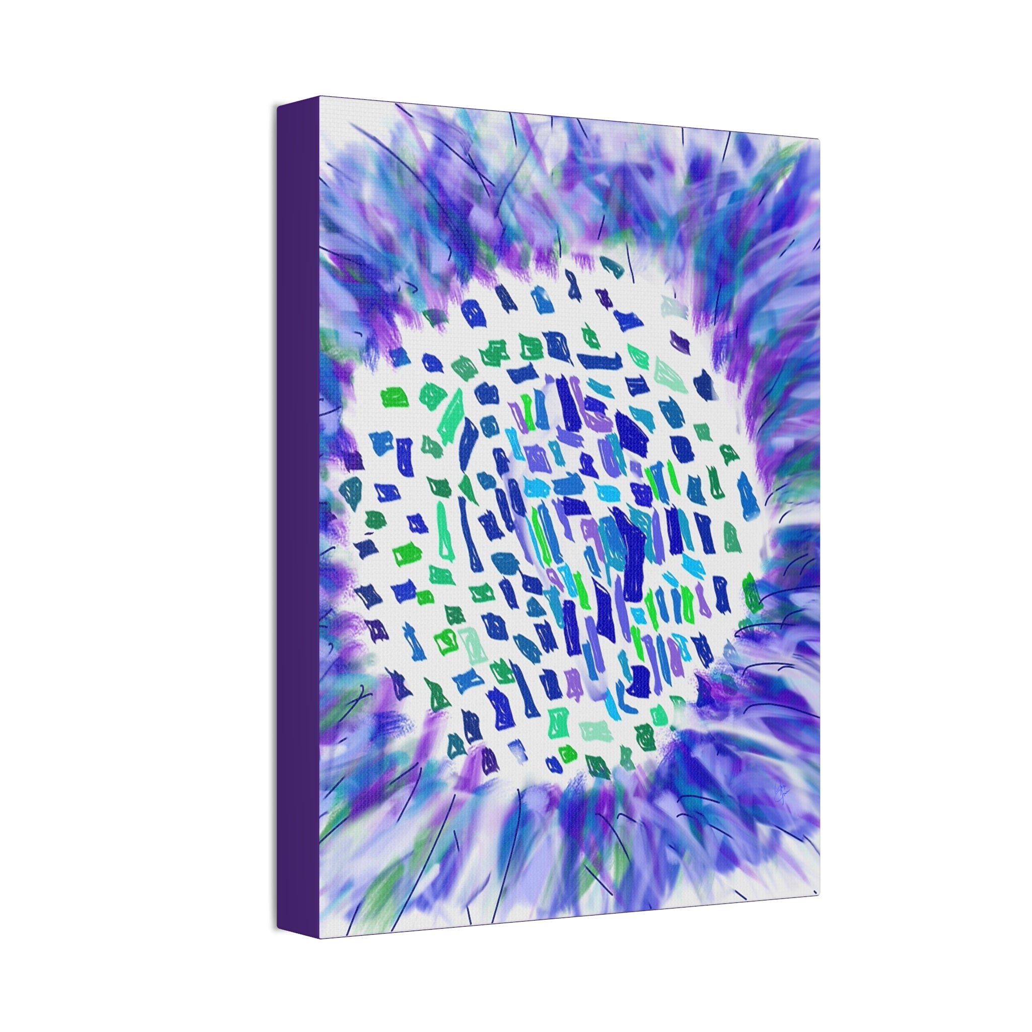 Abstract Blue-Purple Burst Canvas Stretched Art