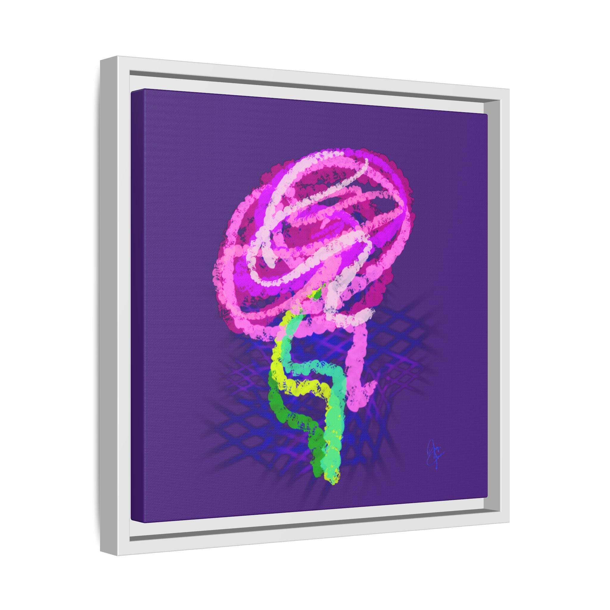 Framed Matte Canvas - Neon Rose Abstract Wall Art