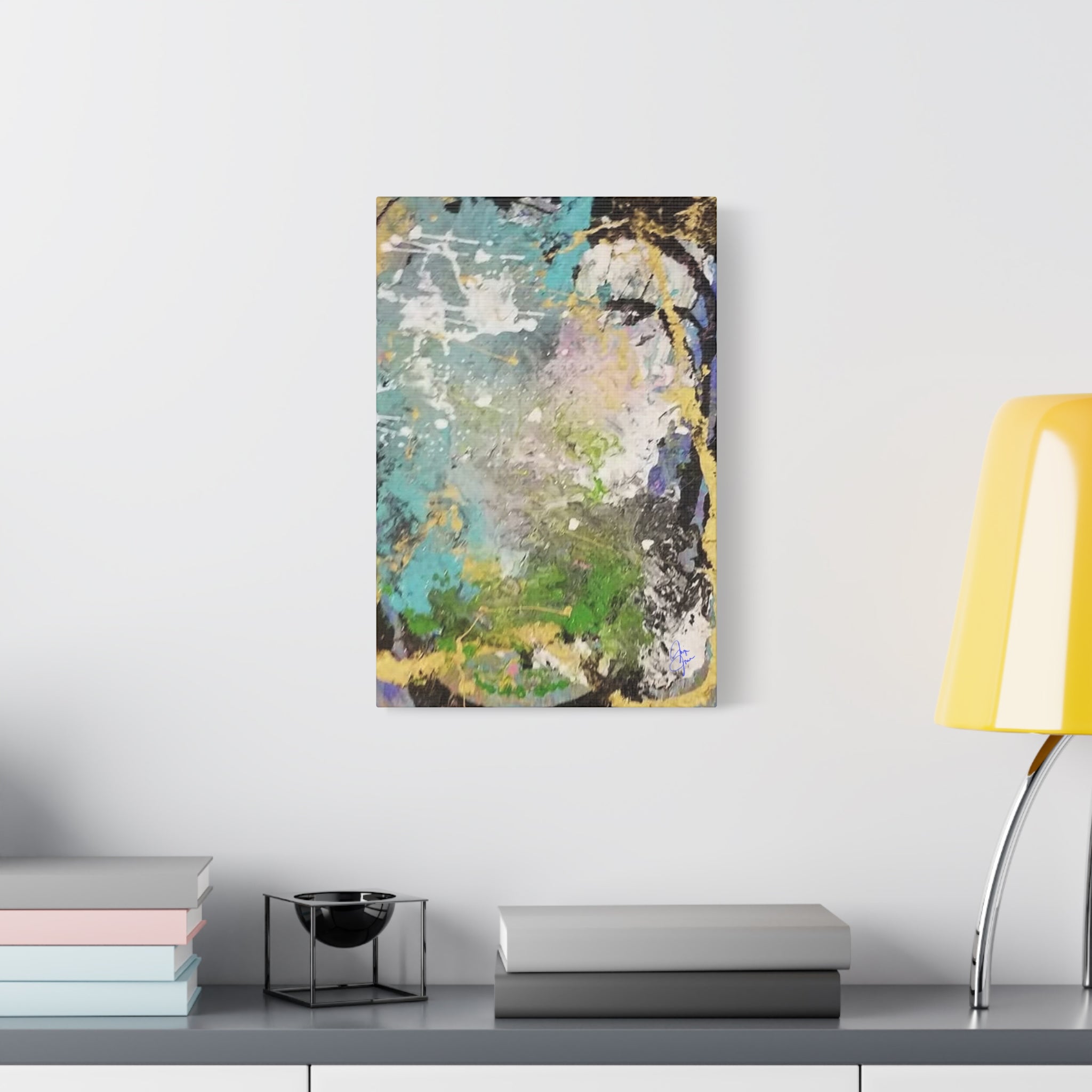 Abstract Green & Teal Matte Canvas Wall Art — Stretched 1.25"