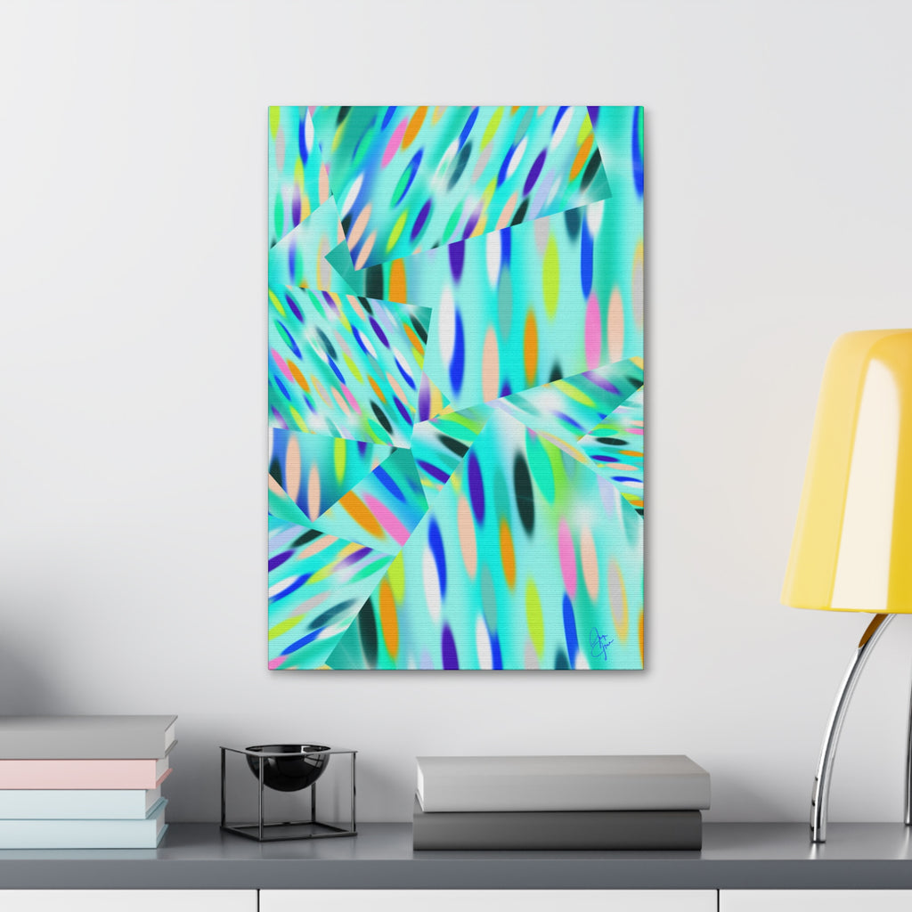 Abstract Aqua Canvas Print — Turquoise Geometric Art on Stretched 1.5" Canvas