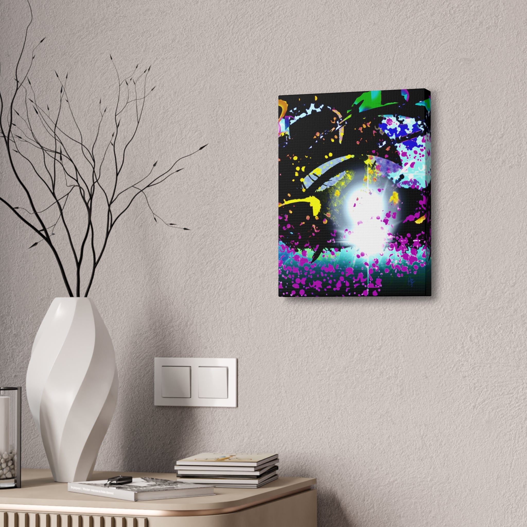 Abstract Neon Splash Canvas Print — Vibrant Galaxy-Inspired Wall Art (Stretched 1.5")