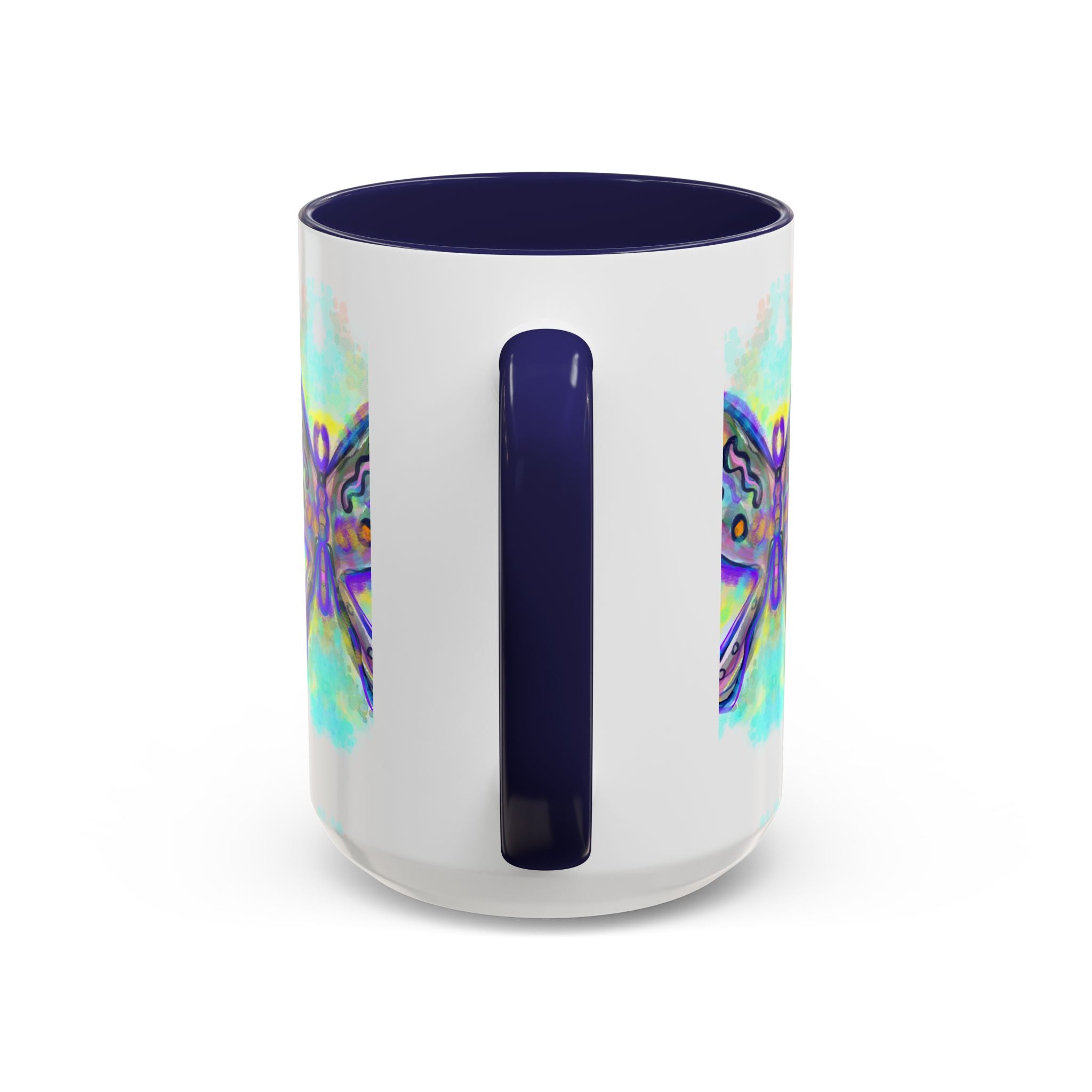 Butterfly Accent Coffee Mug — Colorful Watercolor Butterfly Design (11/15oz)