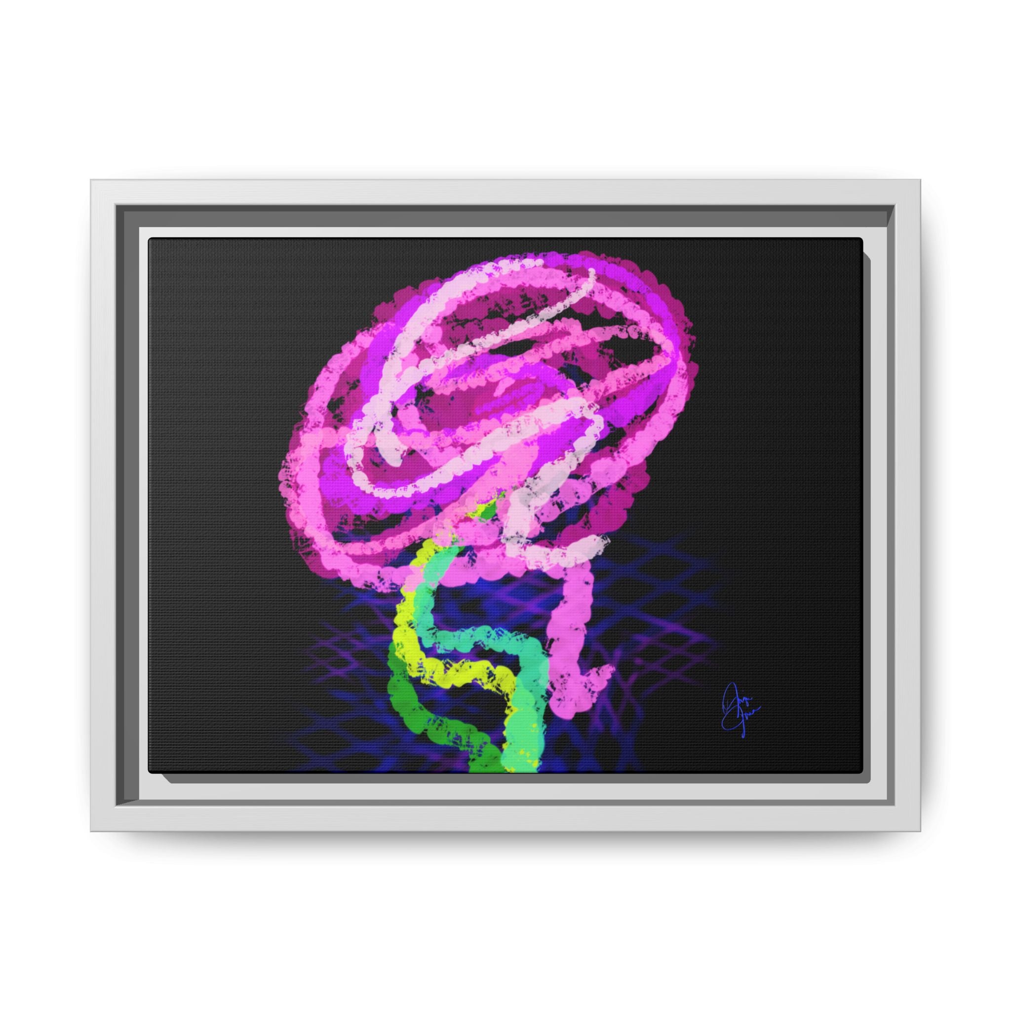 Framed Matte Canvas - Neon Rose Abstract Wall Art