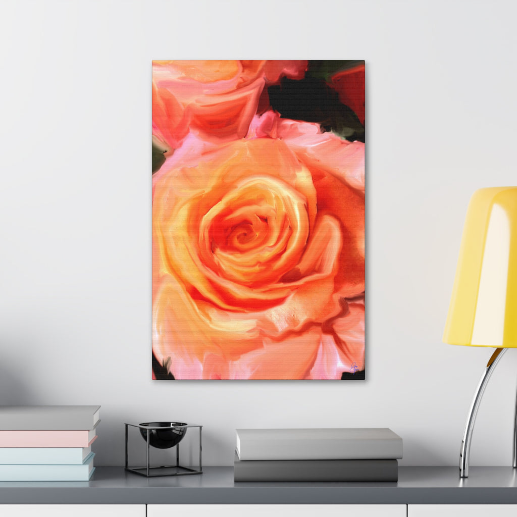 Orange Rose Canvas Print — Stretched 1.5" Wall Art