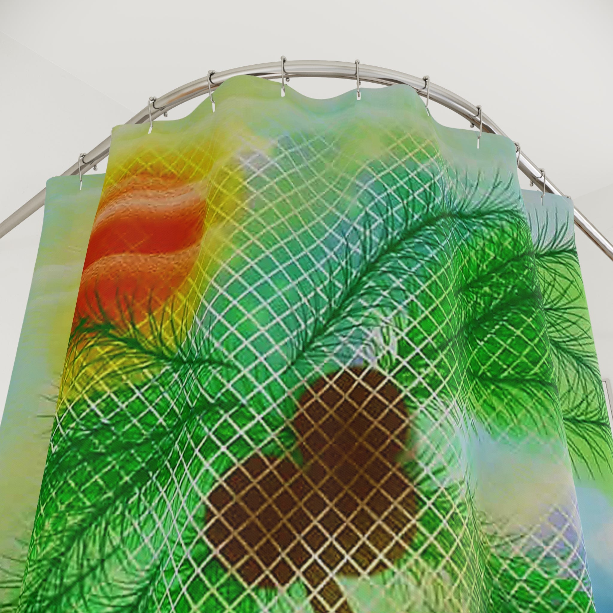 Tropical Palm Shower Curtain — Heart Coconut Beach Vibe