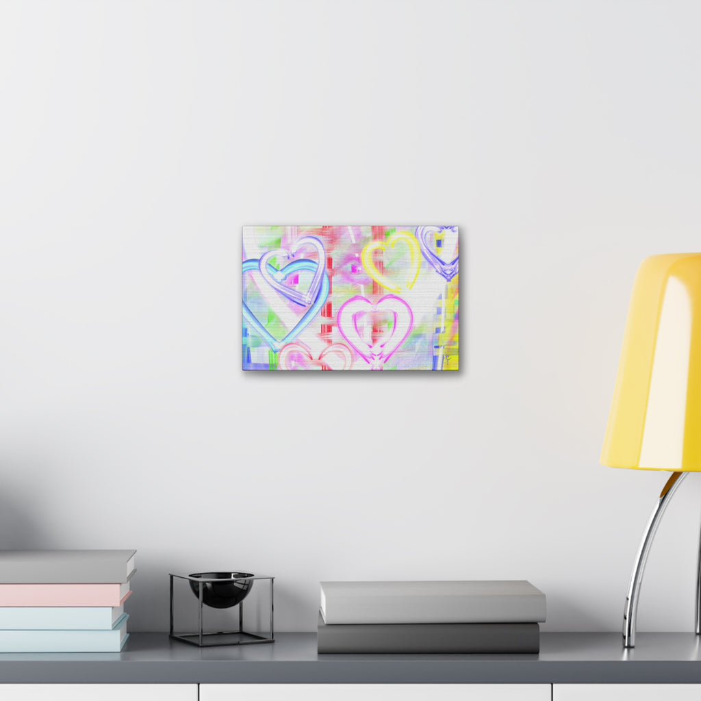 Colorful Neon Hearts Canvas Print — Stretched 1.5" Wall Art
