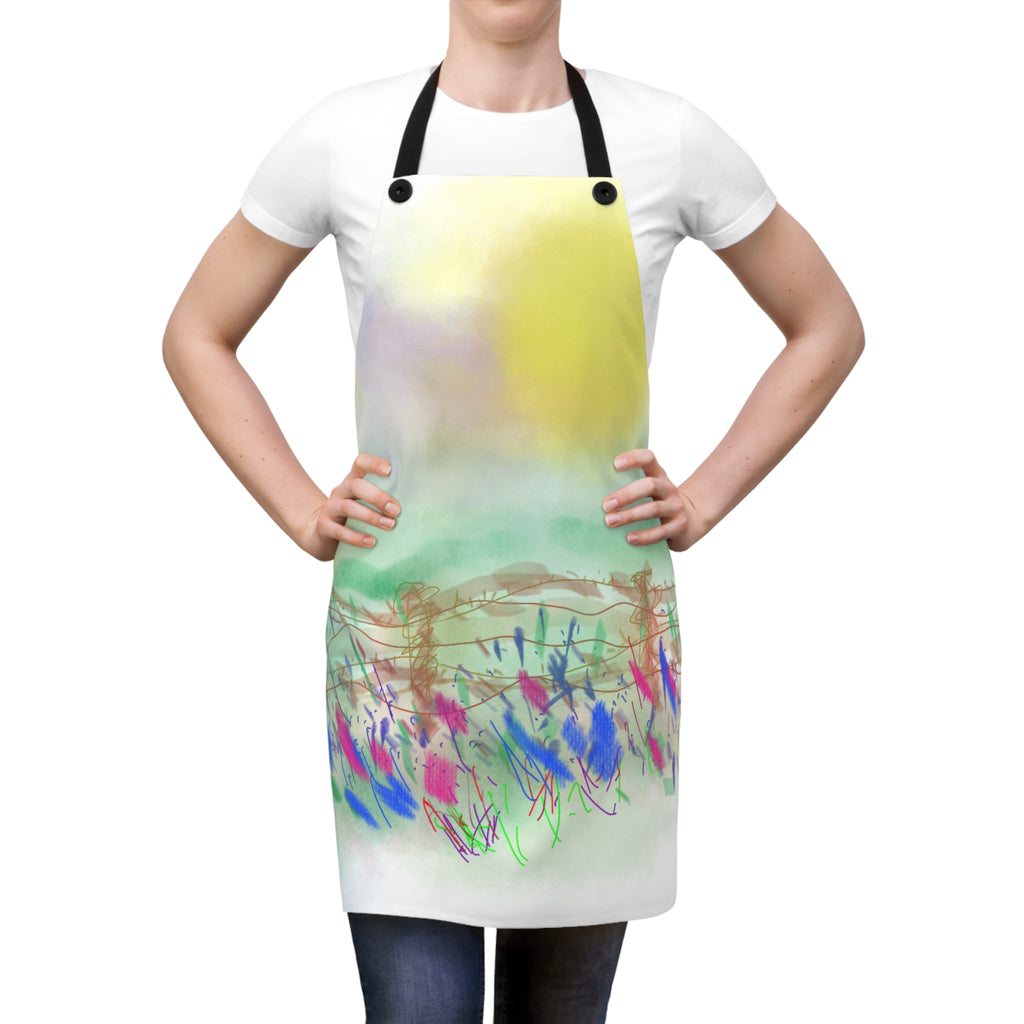 Watercolor Garden Apron - Spring Floral Field Cooking Apron