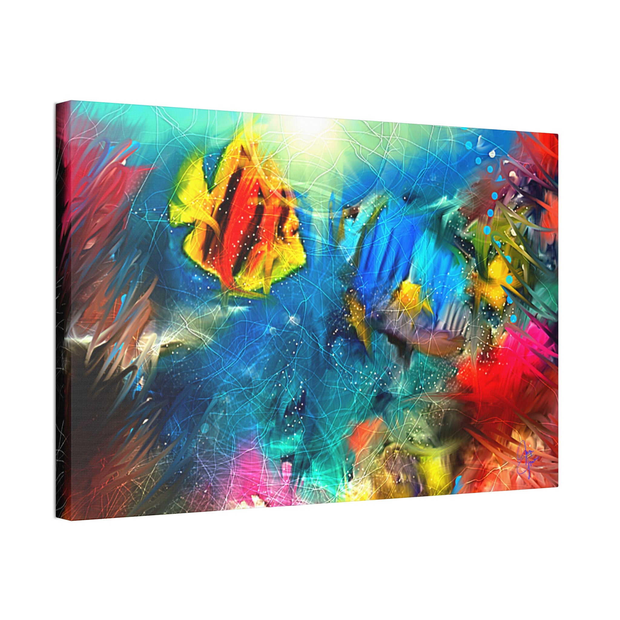 Abstract Tropical Fish Canvas – Colorful Ocean Wall Art (Stretched 1.5")