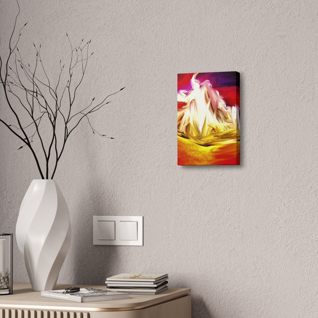 Abstract Campfire Canvas Print — Vibrant Red & Gold Stretched Wall Art