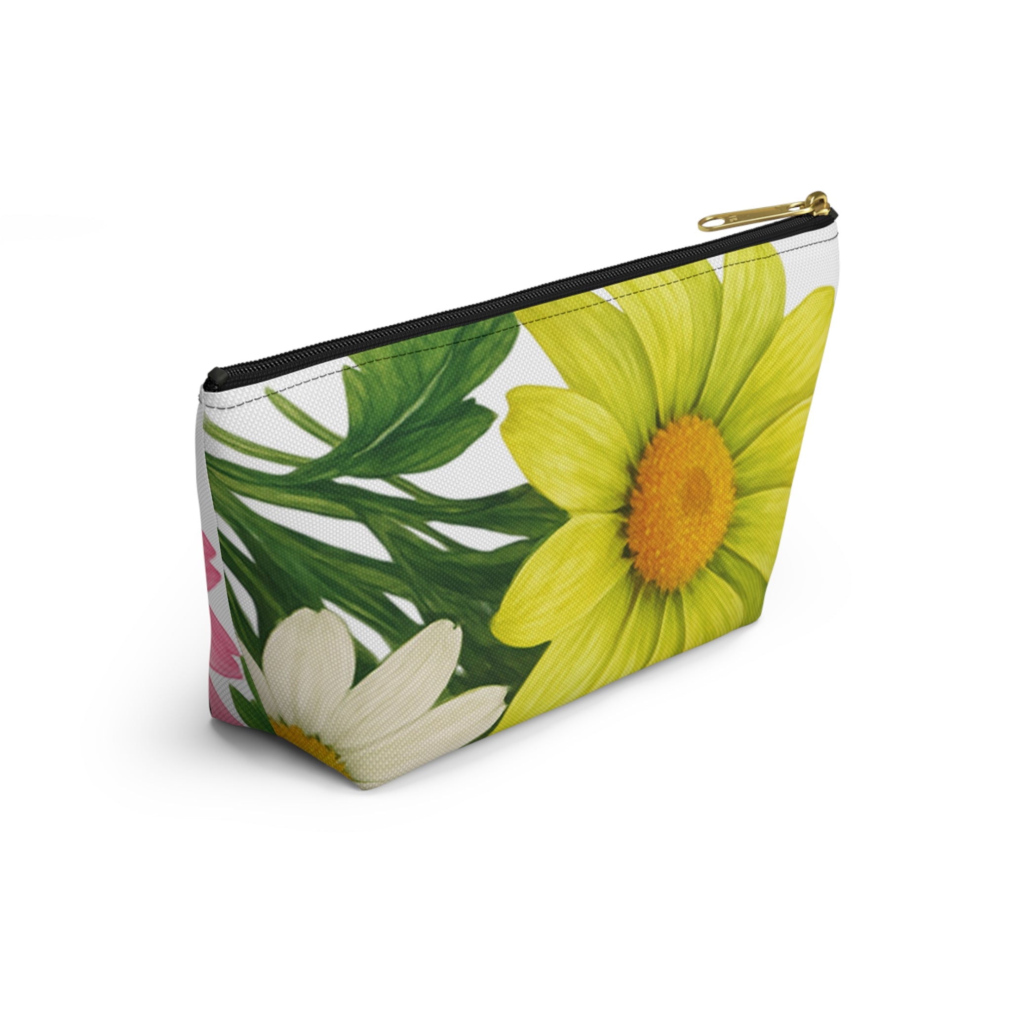 Floral Bouquet Accessory Pouch — Pink & Yellow Daisy Makeup Bag