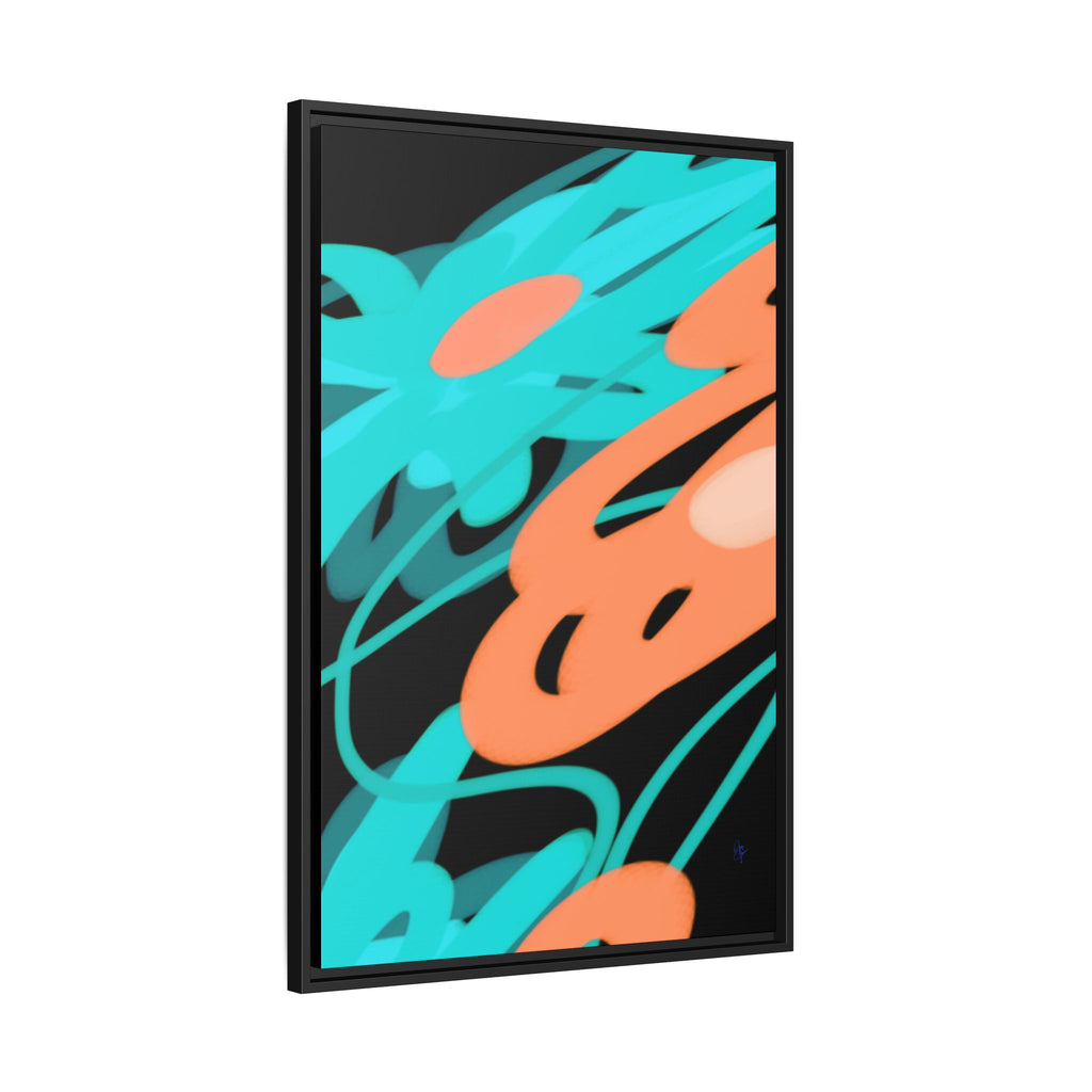 Abstract Teal & Coral Splash Framed Canvas