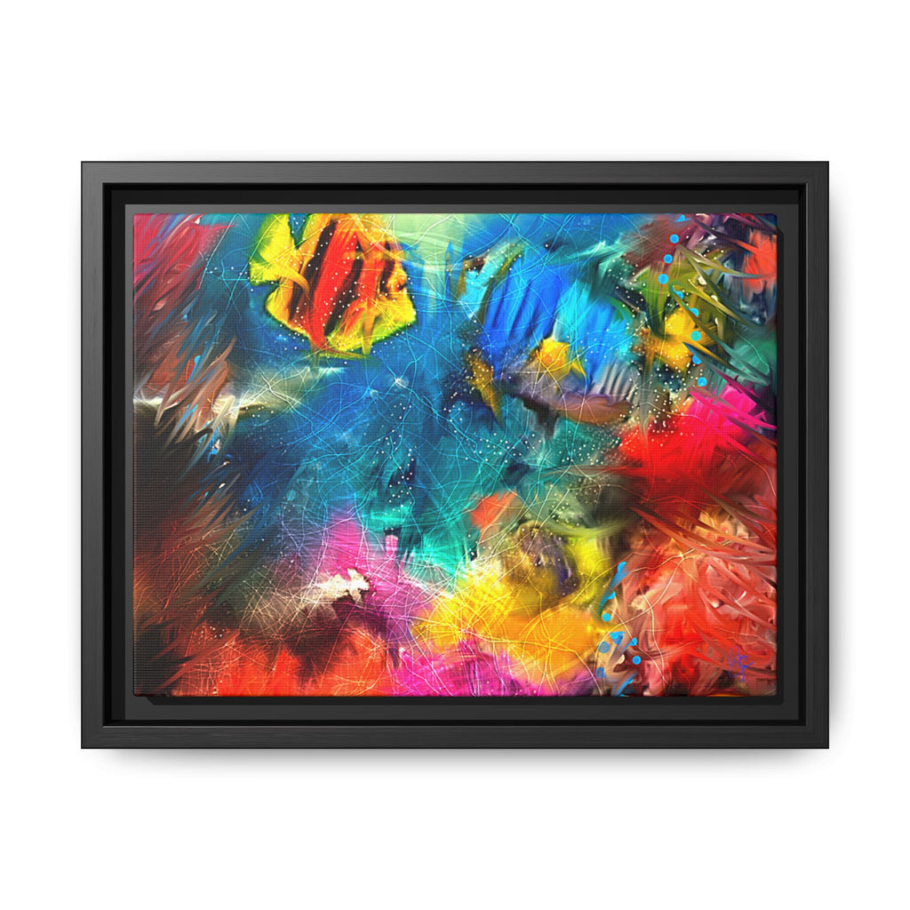 Framed Abstract Color Explosion Canvas — Vibrant Multi‑Color Wall Art