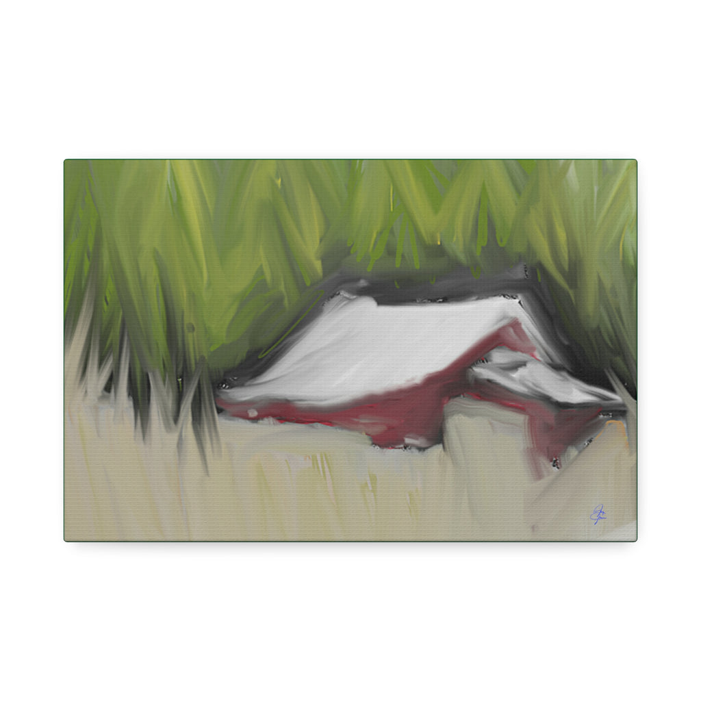 Canvas Wall Art - Red Barn in Green Field Stretched Canvas (1.5")