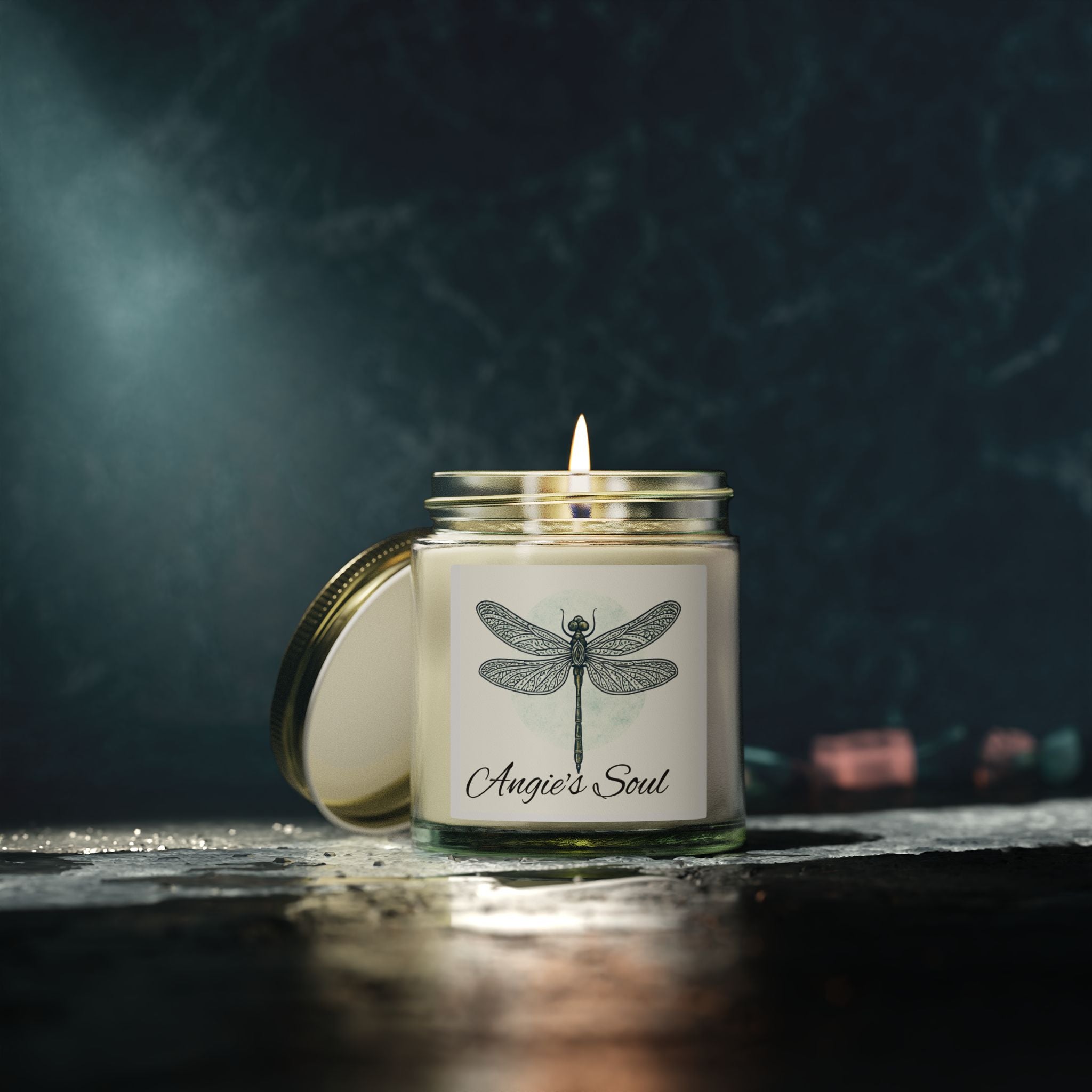Dragonfly Soy Candle — Coconut Apricot Wax (4oz or 9oz) — Angie's Soul Scented Jar