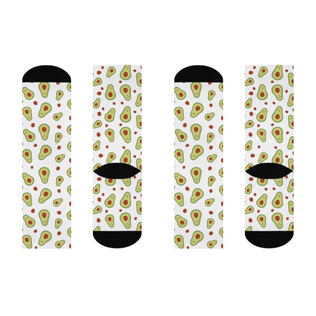 Avocado Pattern Crew Socks — Cushioned Fun Fruit Socks for Foodies & Gifts