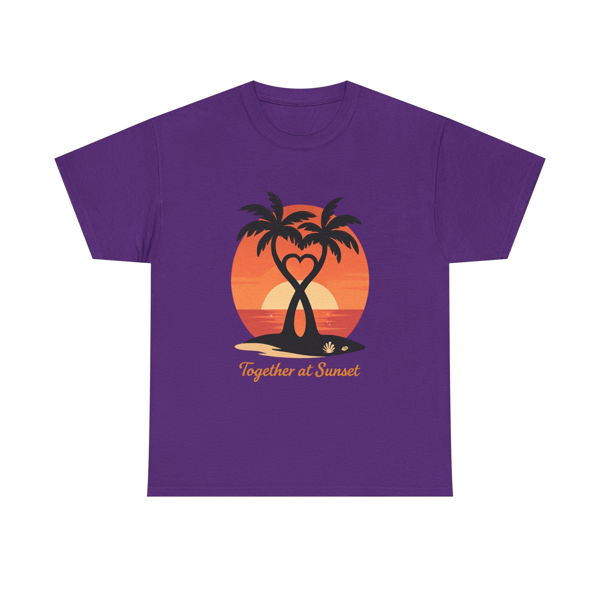Sunset Palm Love T‑Shirt — “Together at Sunset” Beach Tee