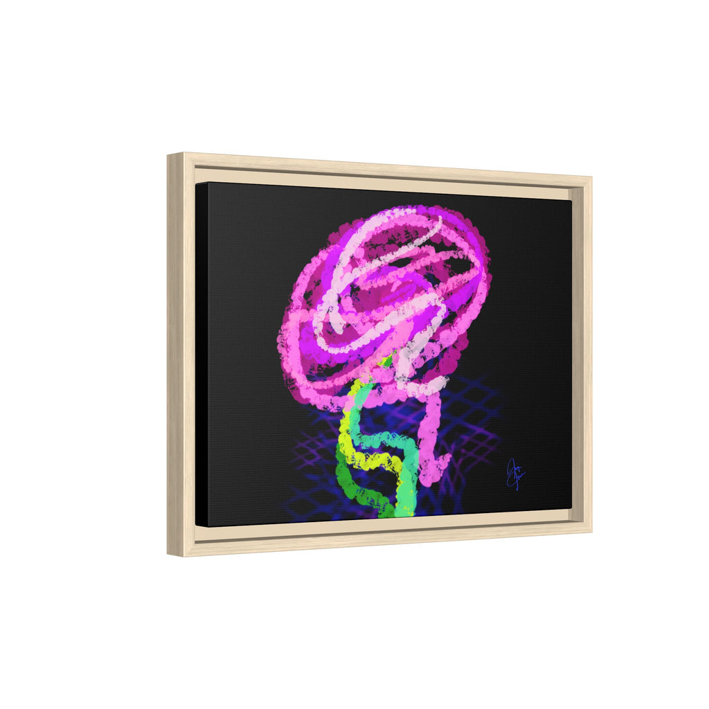 Framed Matte Canvas - Neon Rose Abstract Wall Art