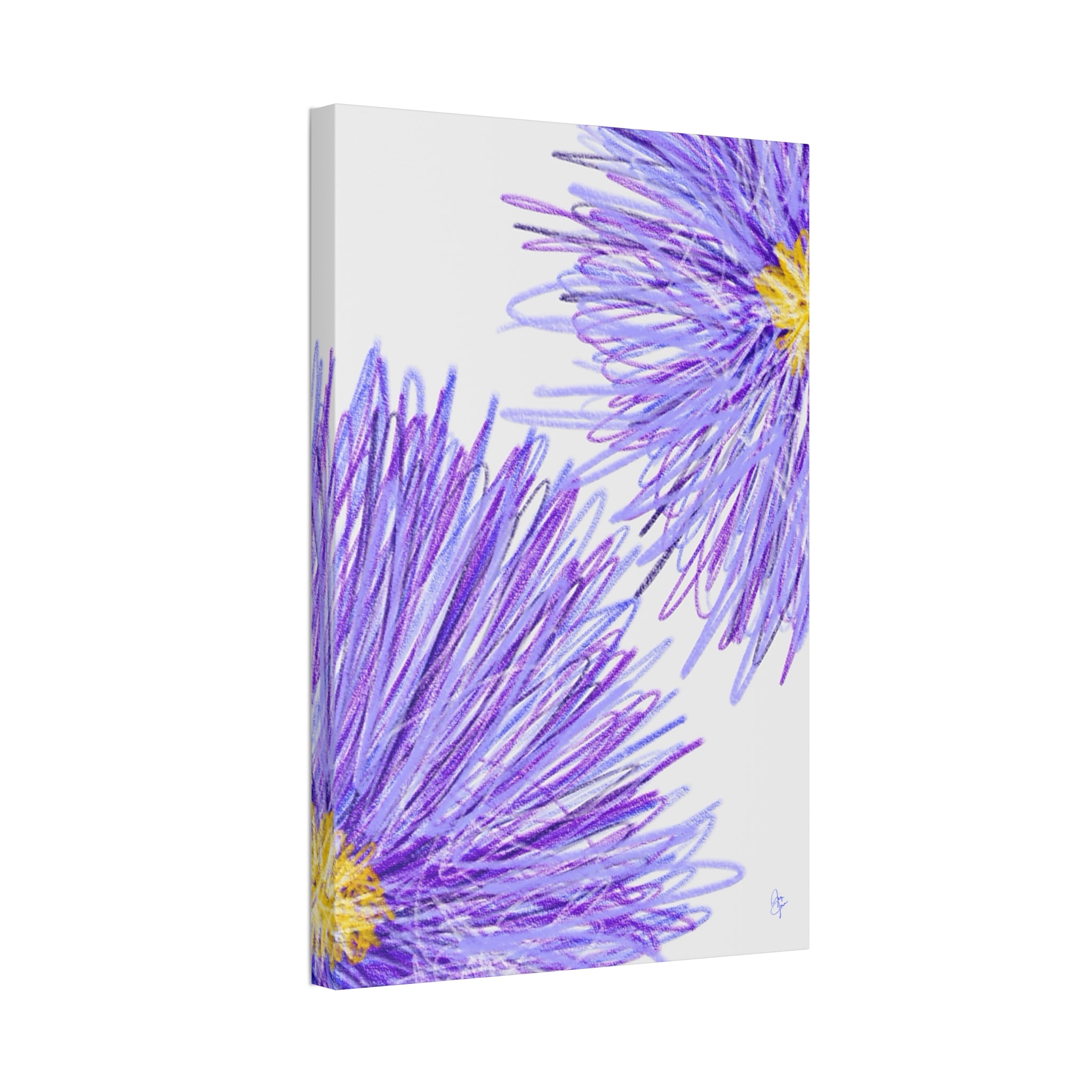 Purple Aster Floral Canvas Wrap – Vibrant Botanical Wall Art, 1.5" Stretched
