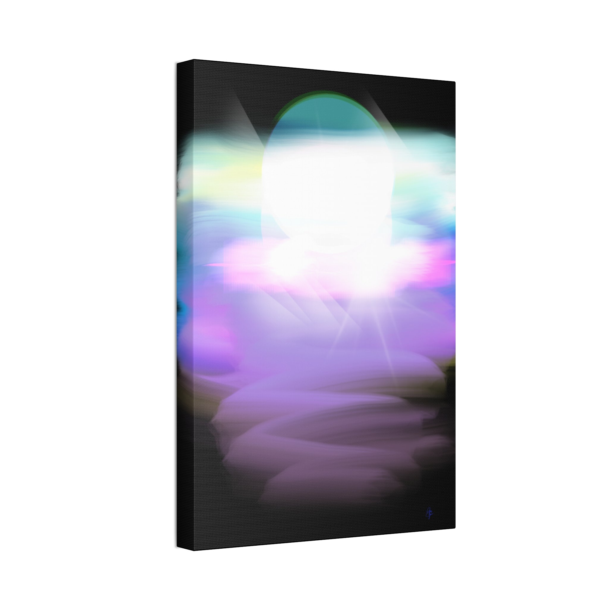 Abstract Neon Glow Canvas Print — Pastel Light Orb Stretched Wall Art