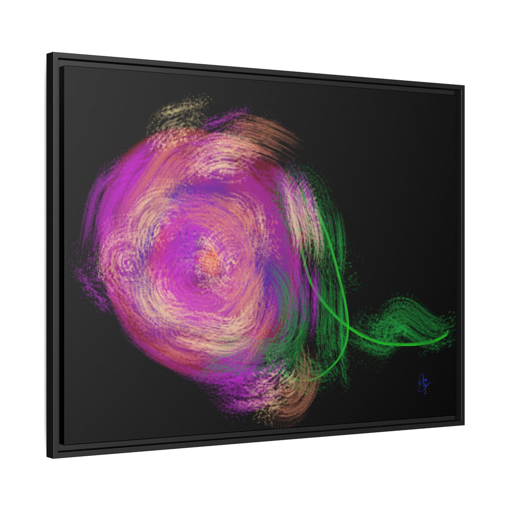 Abstract Rose Swirl Matte Framed Canvas — Multicolor Floral Wall Art