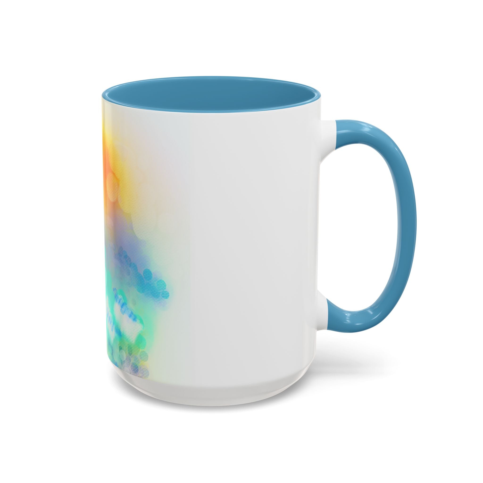 Sunrise Watercolor Accent Coffee Mug — Bright Abstract Teal & Yellow Ceramic