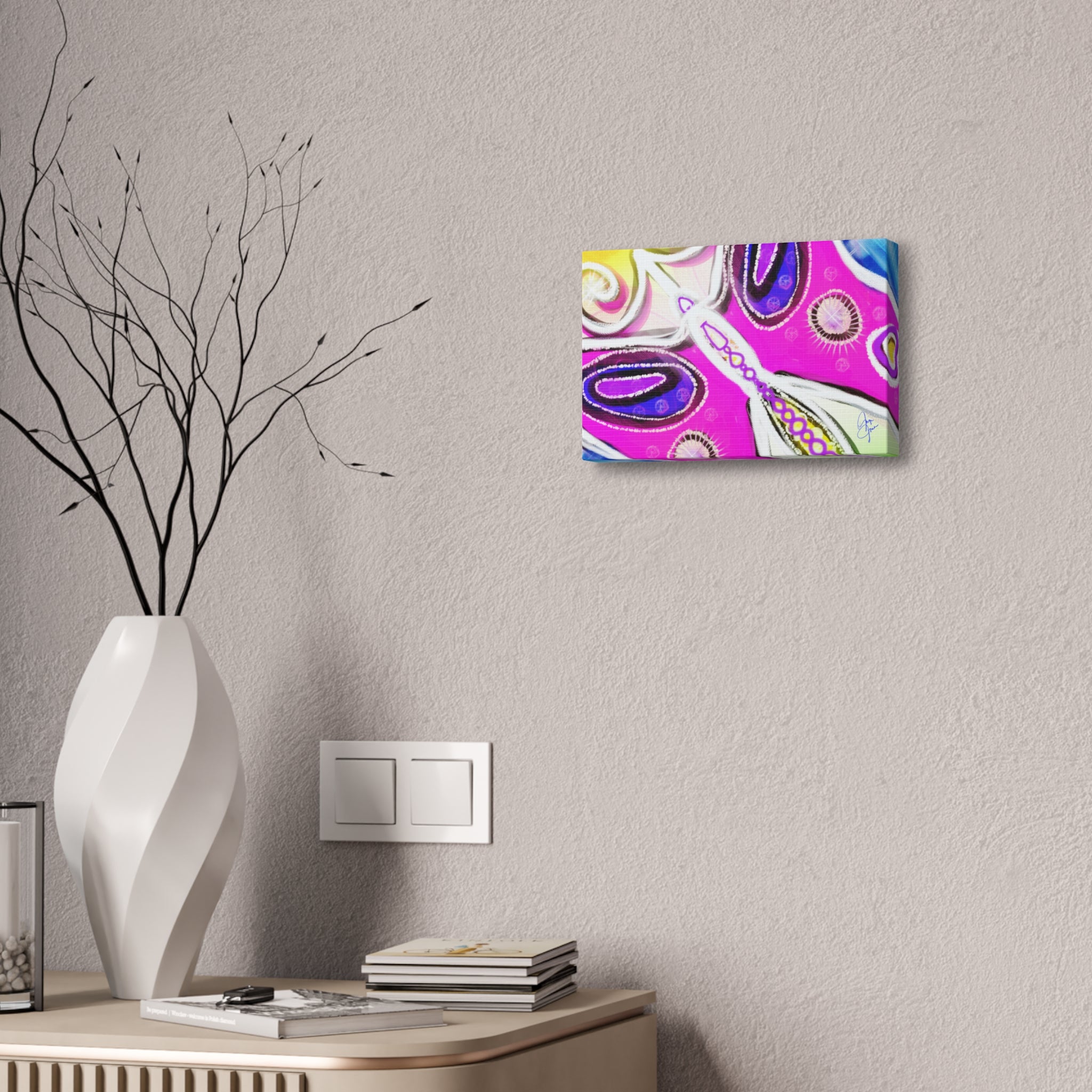 Abstract Pink Butterfly Canvas - Vibrant Stretched Wall Art