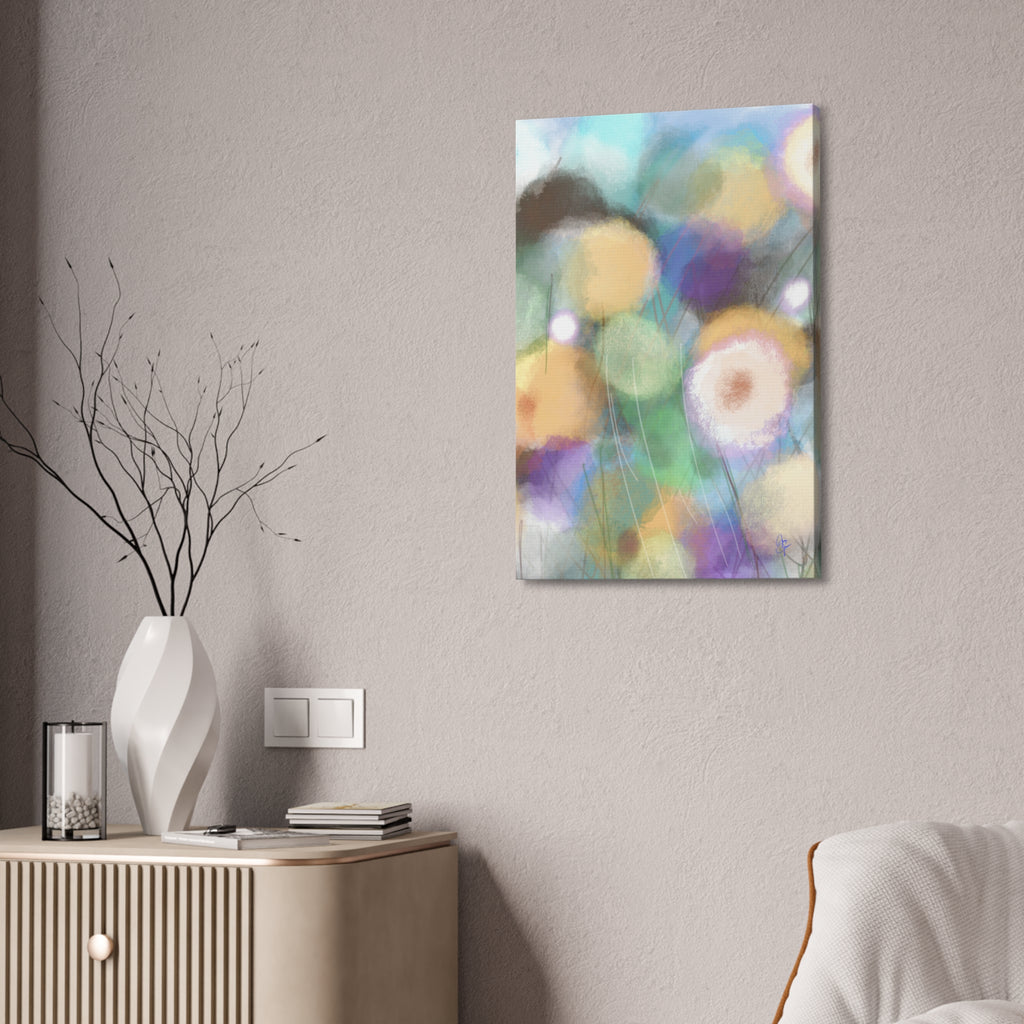 Floral Pastel Canvas Print — Dreamy Watercolor Dandelion Wall Art (1.5" Stretched)