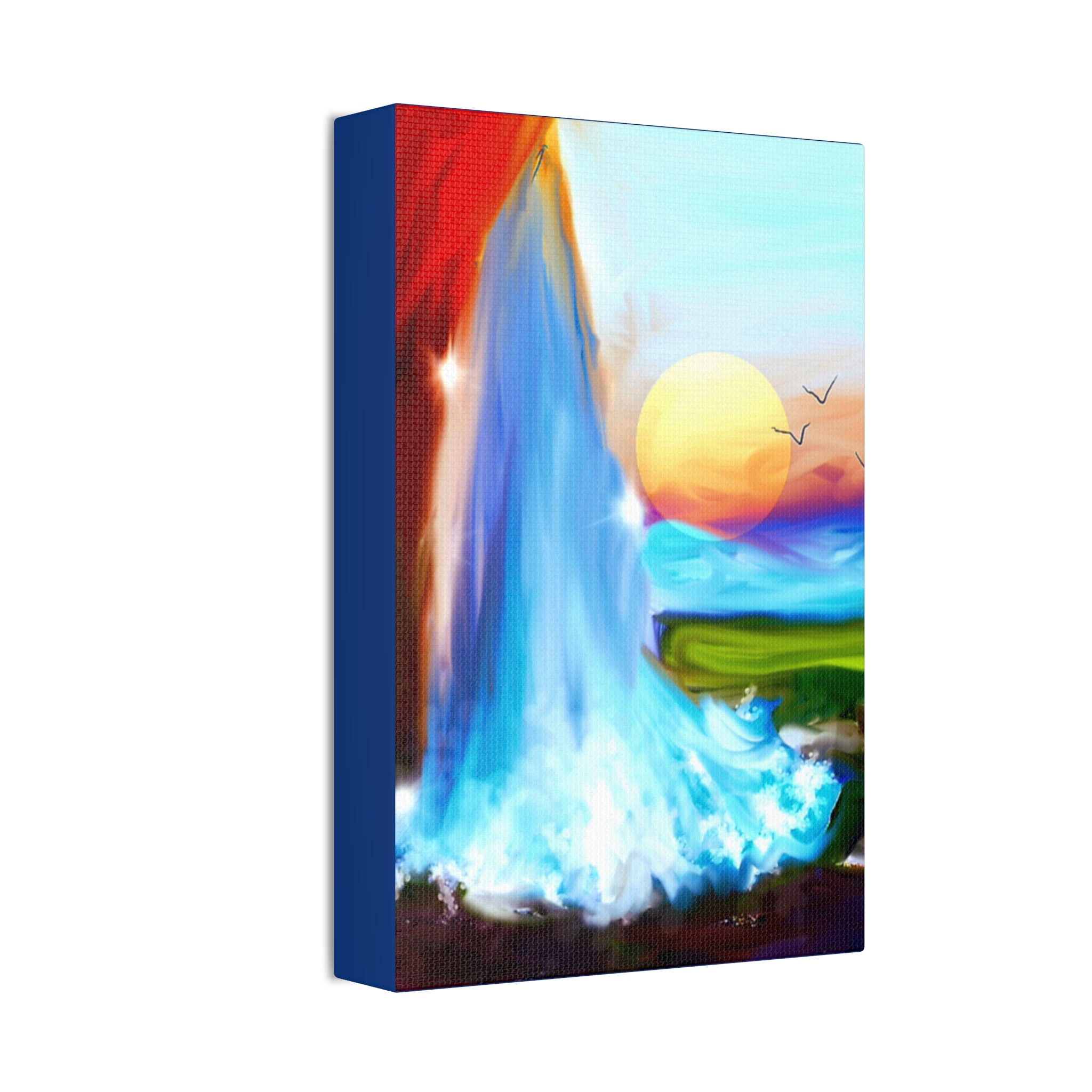 Waterfall Sunset Canvas Art – Vibrant Nature Wall Decor