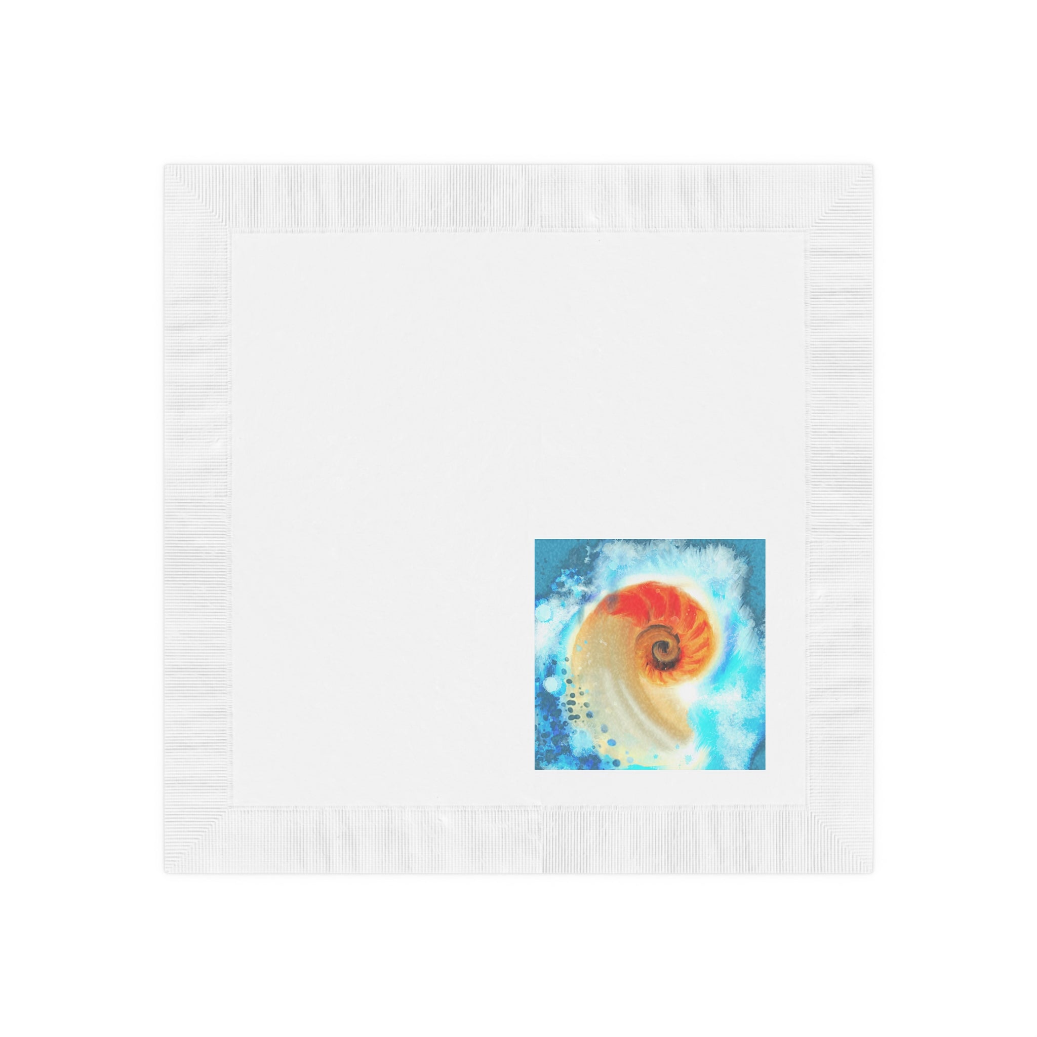 Seashell Spiral Cocktail Napkins — Ocean Watercolor Party Napkins